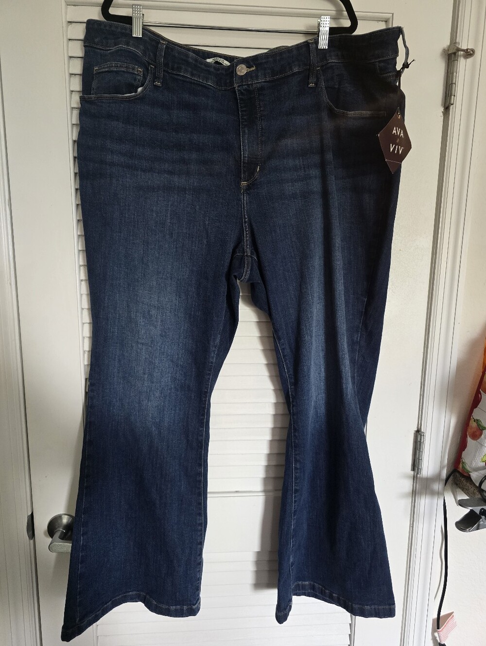 Ava & Viv High Rise Dark Blue Flare Cotton Jeans Size 26 3X New With Tags